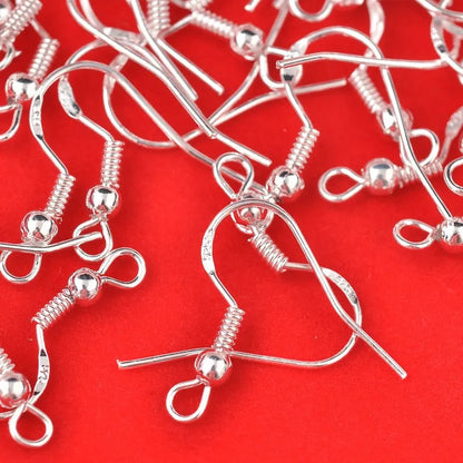 Wholesale 400PCS Lot 18mm 925 Sterling Silver Earring Hooks Ball Jewelry Accessory Findings Ear Wire