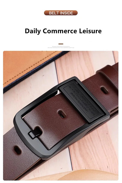 Leather Men's Belt Fashion Metal Alloy Pin Buckle Adult Luxury Brand Jeans Business Casual Waist Male Strap Brand