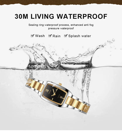 Elegant Women's Watch Fashion Stainless Steel Waterproof Ladies Quartz Wristwatch Luxury Bracelet Watches Date Reloj mujer