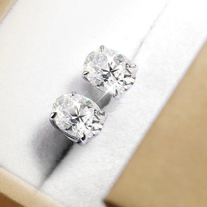 Each 1-4CT Oval Cut Certified Moissanite Stud Earrings for Women Ideal Cut Gemstone 100% 925 Sterling Silver Plated 18k