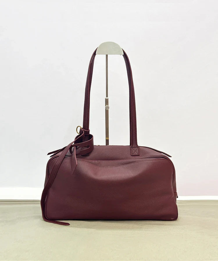 High version genuine leather pillow bag for women 2025 new all-match large capacity first layer cowhide bowling bag for women