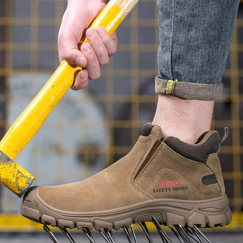 Mens Steel Toe Safety Shoes Breathable Soft Non Slip Work Boots Protective Comfortable Footwear for Men Insulation 6KV Shoes