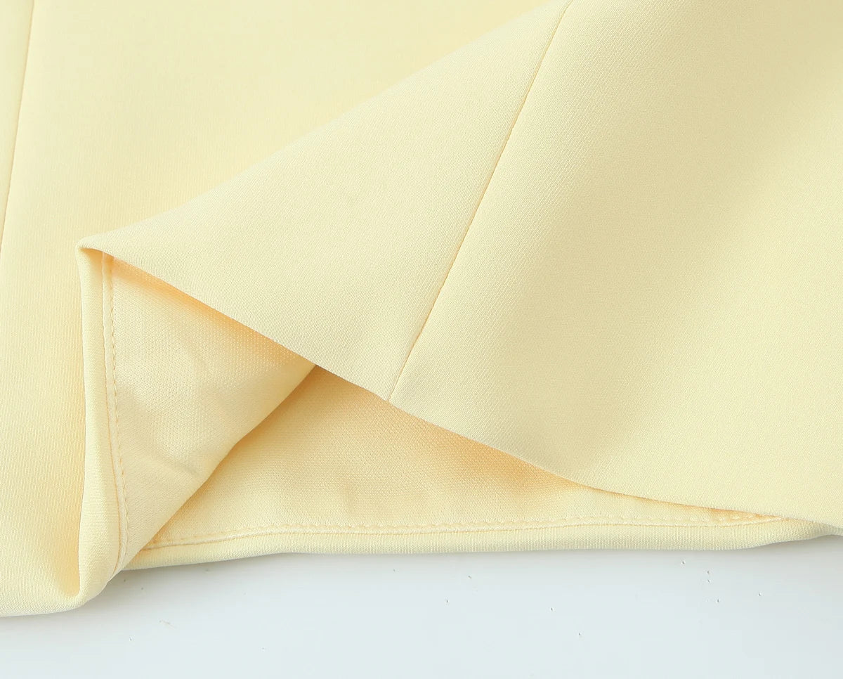 Sexy Chic Yellow Bow Tops Women Zipper Tie Up Slim Short Cami Tops Women Fashion 2025 Summer Elegant Y2K Girl Blouses