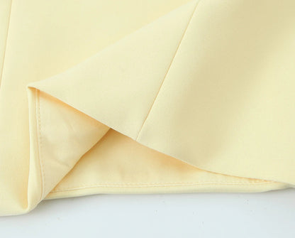 Sexy Chic Yellow Bow Tops Women Zipper Tie Up Slim Short Cami Tops Women Fashion 2025 Summer Elegant Y2K Girl Blouses