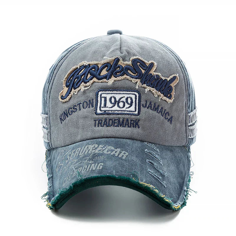 2025 High Quality Washed cowboy letters Cotton Cap For Men Women Adjustable Autdoor Sun protection hat Rock Shark Baseball Caps