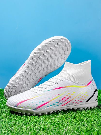 Wear Resistant TF Turf Soccer Boots PU Elastic Fabric Upper Rubber Stable Grip Sole Youth Boys Girls Football Shoes
