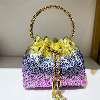 Handle Rhinestones Evening clutch Bag Purses and handbag luxury Designer shoulder bag Shiny Crystal Clutch purse bucket bag