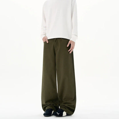 Men Baggy Wide Leg Jeans 100%Cotton Spring Casual Denim Pants Loose Straight Comfort Breathable Fashion Streetwear Male Trousers