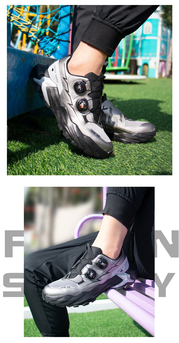 New Four-Season Safety Work Shoes, Steel Toe Anti-Smash & Anti-Penetration, Quick-Turn Buckle, Tech-Style Lightweight Wear-Resis