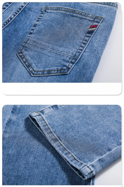 2026 Summer Men's Jeans Slim Fit Jeans Thin Stretch Straight Light Business Casual Denim Long Pants Male Classic Style Brand