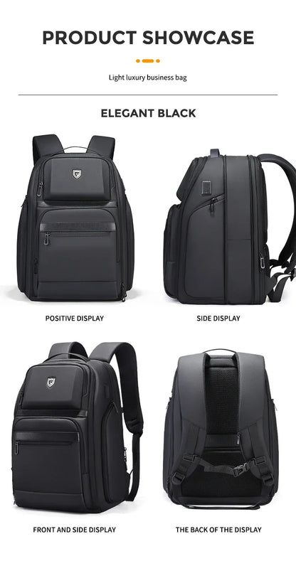 Men 36L Business Backpack USB Waterproof  Multi Pocket Backpacks Fit 17.3 Inch Laptop