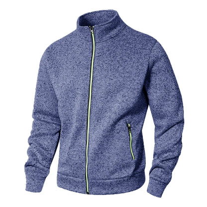 Men’s stand collar jacket cardigan, zip-up casual sweatshirt, spring autumn, regular fit, M–XXL