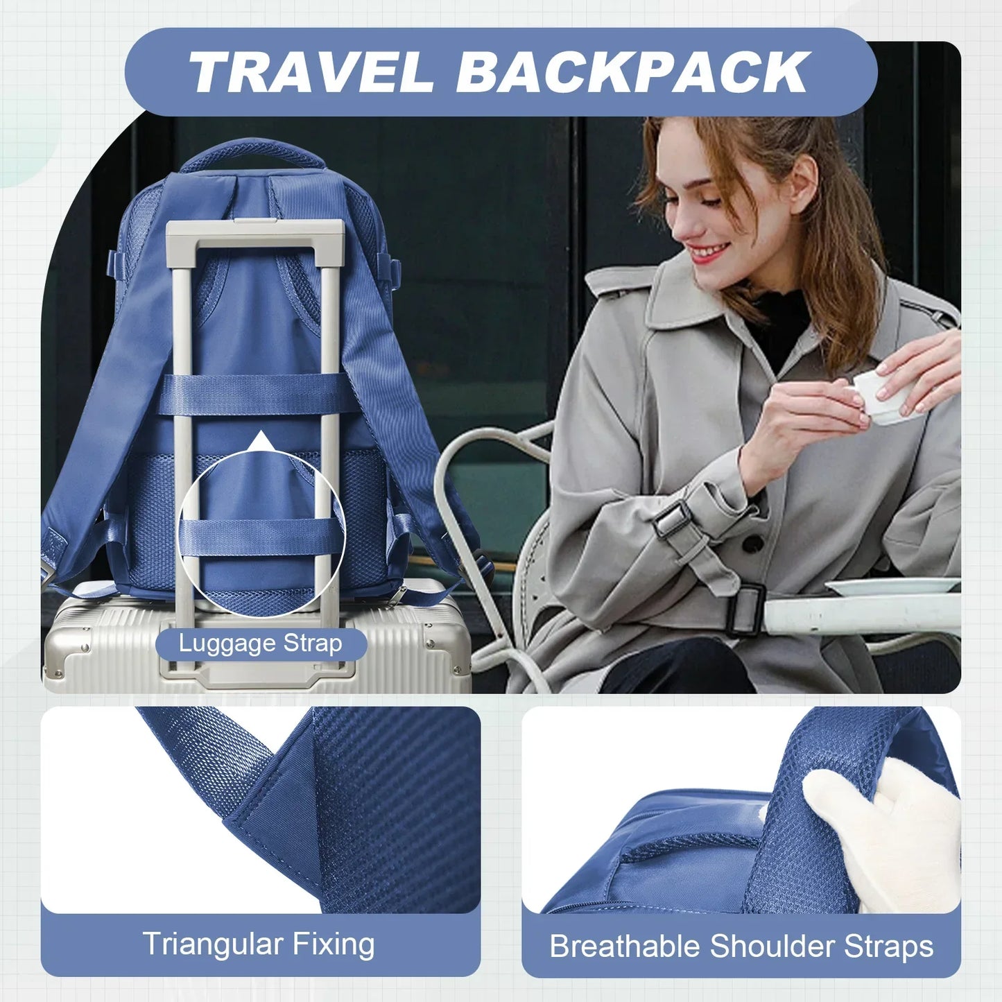 Travel Backpack for Women Men, Ryanair Backpack 40x20x25 Cabin Airplane Luggage EasyJet 45x36x20 Backpack Business Laptop Bag