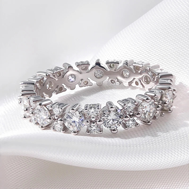 1.56CTTW 100% All Moissanite Wedding Rings for Women Dating Ring Full Eternity Bands S925 Sterling Silver Plated 18k GRA