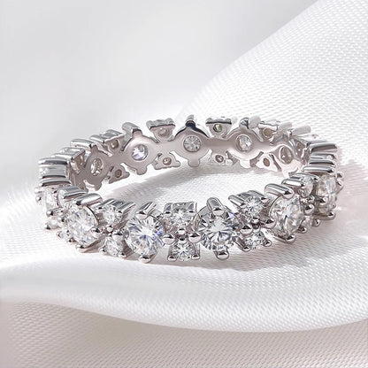 1.56CTTW 100% All Moissanite Wedding Rings for Women Dating Ring Full Eternity Bands S925 Sterling Silver Plated 18k GRA