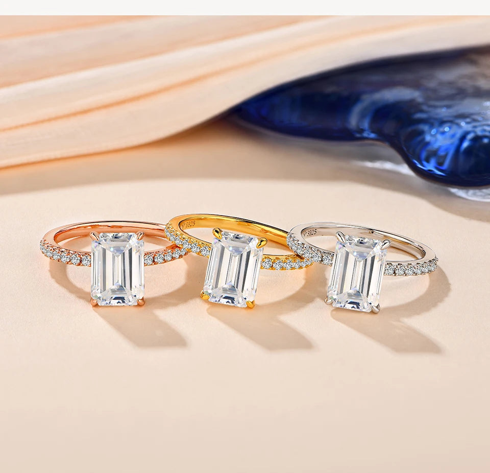 Moissanite Rings Brilliant Cut 3.5CT 925 Sterling Silver Moissanite Pass Diamond Test for Women Weddig Elegant Rings