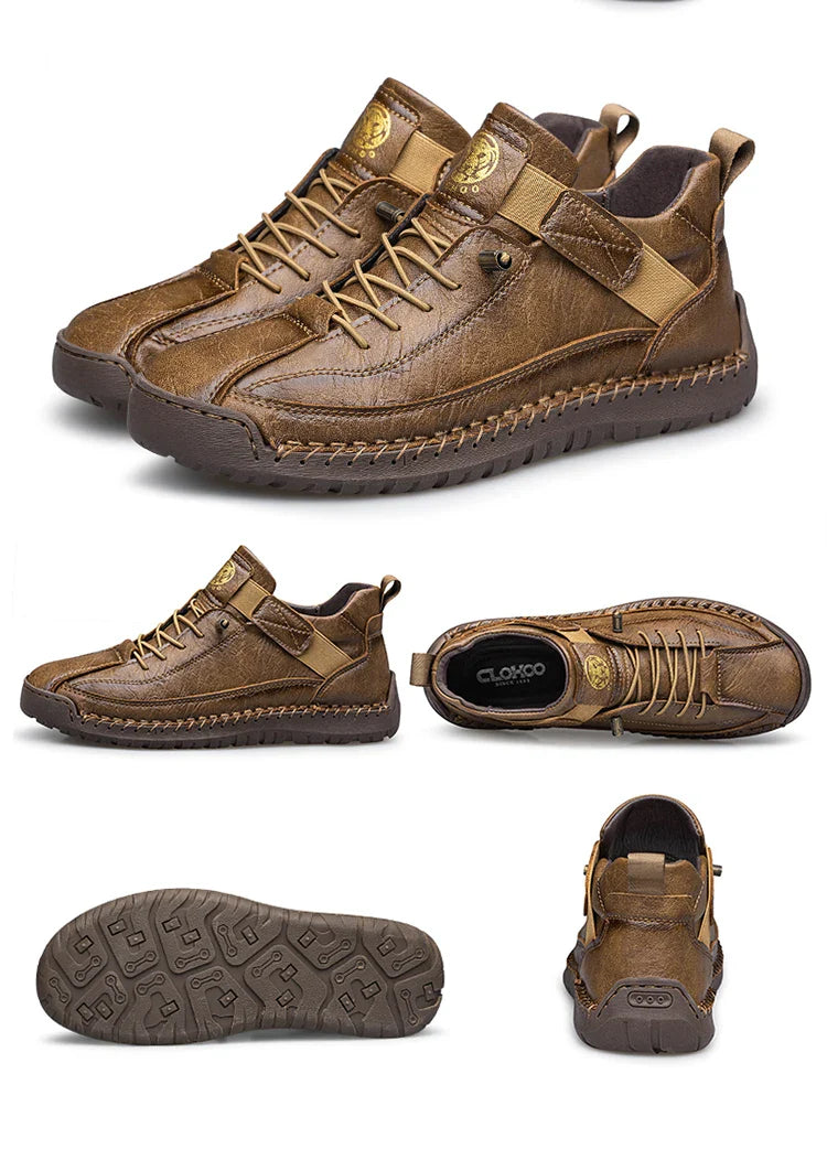 CLOHOO Botas Casuais Esportivas Masculinas Cano Alto Feitas à Mão Respiráveis para Uso ao Ar Livre com Opções de Tamanho Estendido Botas Clássicas de Tornozelo