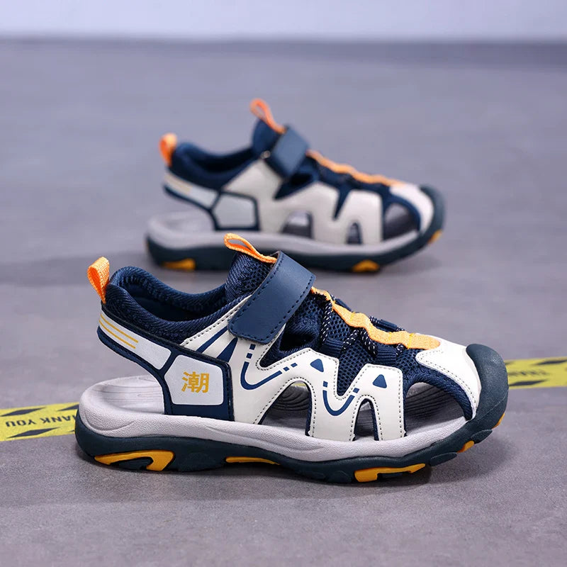 2026 New Summer Kids Beach Sandals Closed Toe Anti Bump Children's Walking Flat Shoe Outdoor Breathable Boy's Soft Sole Sandals