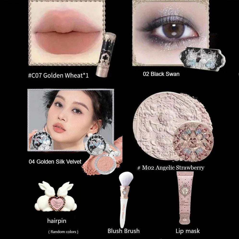 Little Angel Collection Makeup Gift Box Eyeshadow Blush Cream Matte Lipstick Full Kit All