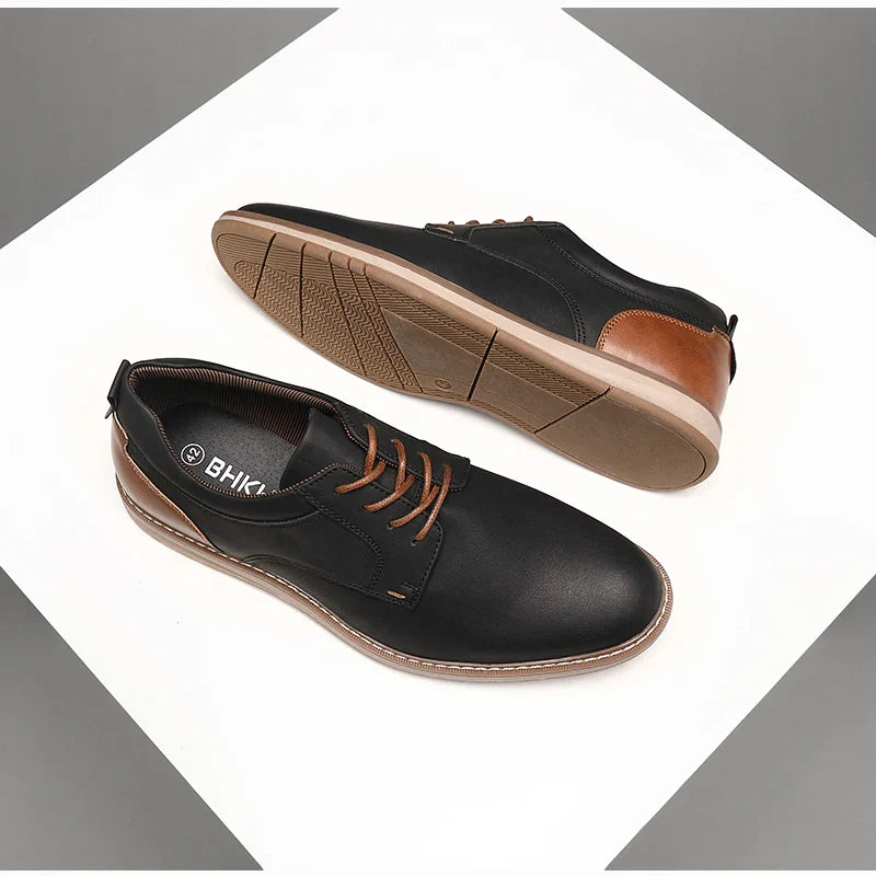 Shoes For Men Spring/Summer Pu Leather Breathable Casual Shoes Lace up Office Style Business Men's Sneaker