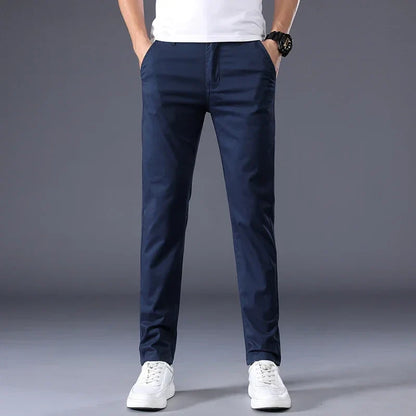 7 Colors Summer Thin Men's Casual Pants Stretch Cotton Slim Fashion Business Trousers High Quality Male Clothes