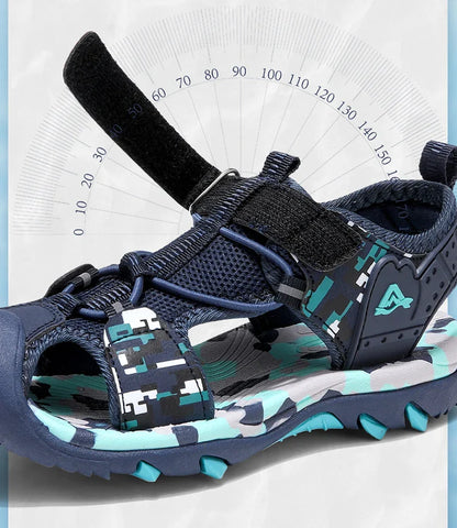 Kids Sandals Boys Breathable Anti-Slip Soft Sole Summer Beach Shoes Outdoor Lightweight Children Sandals with Adjustable Straps