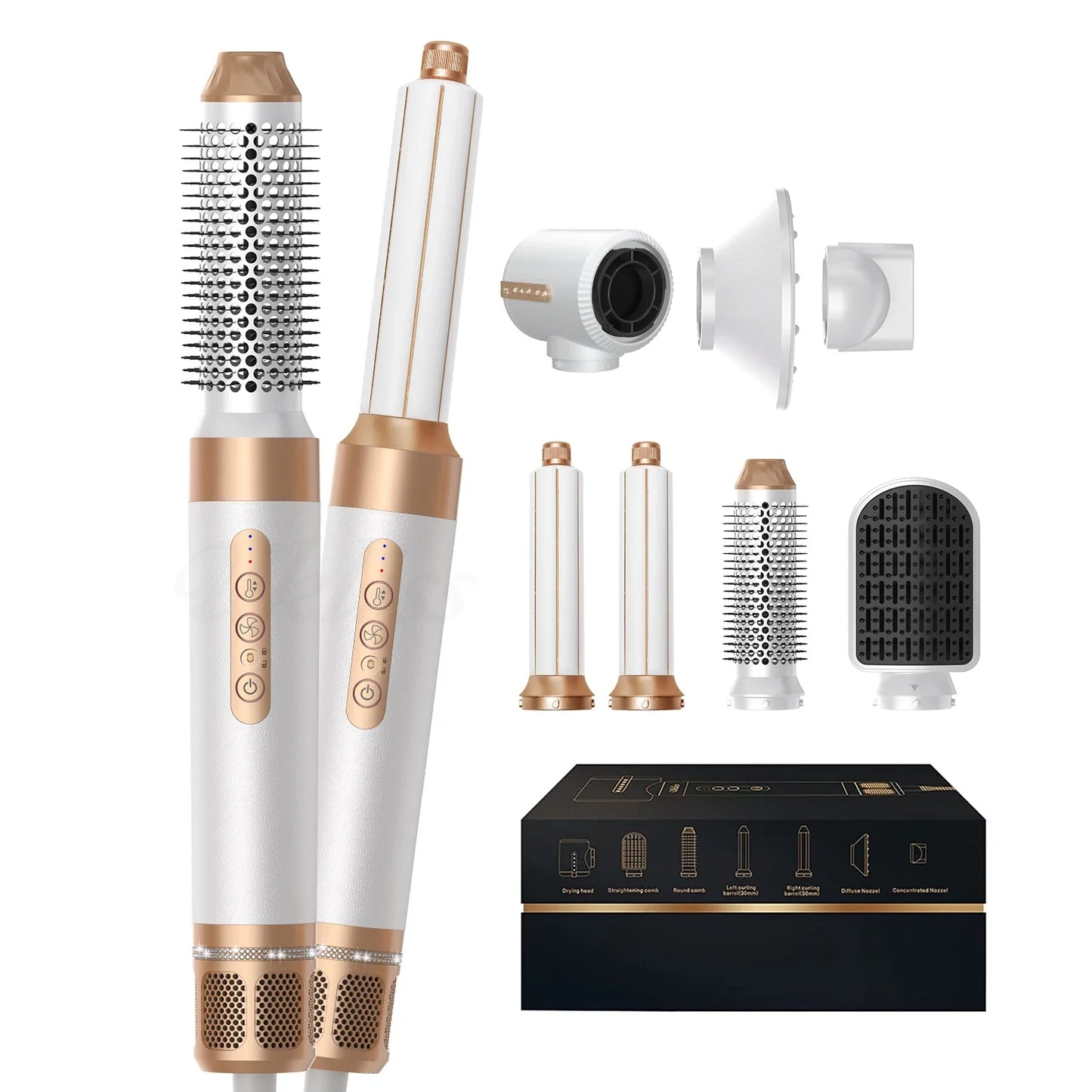 7 In 1 Hair Dryer Brush Brushless High Speed Hair Dryer with Diffuser Ionic Blow Dryer Hot Air Styling Comb Auto Hair Curler