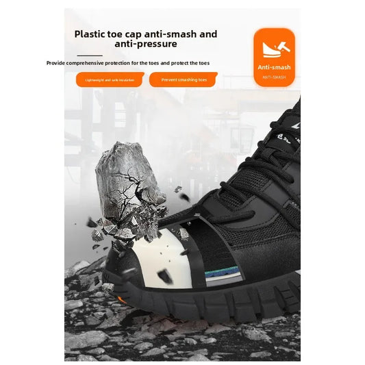 Men's Summer Shoes Breathable Anti Smash Anti Puncture Steel Toe Protection Soft Sole 10KV Electrical Safety Work Foot