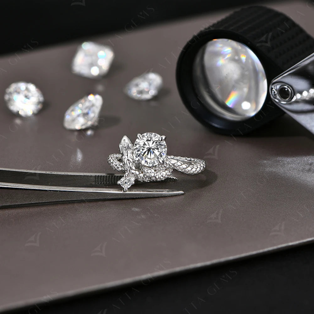 Original Snake Moissanite Rings Round Cut 1.2CT for Women Men S925 Silver 18K Gold Plated Engagement Party Jewelry Gift
