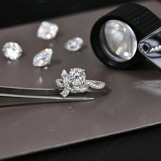 Original Snake Moissanite Rings Round Cut 1.2CT for Women Men S925 Silver 18K Gold Plated Engagement Party Jewelry Gift