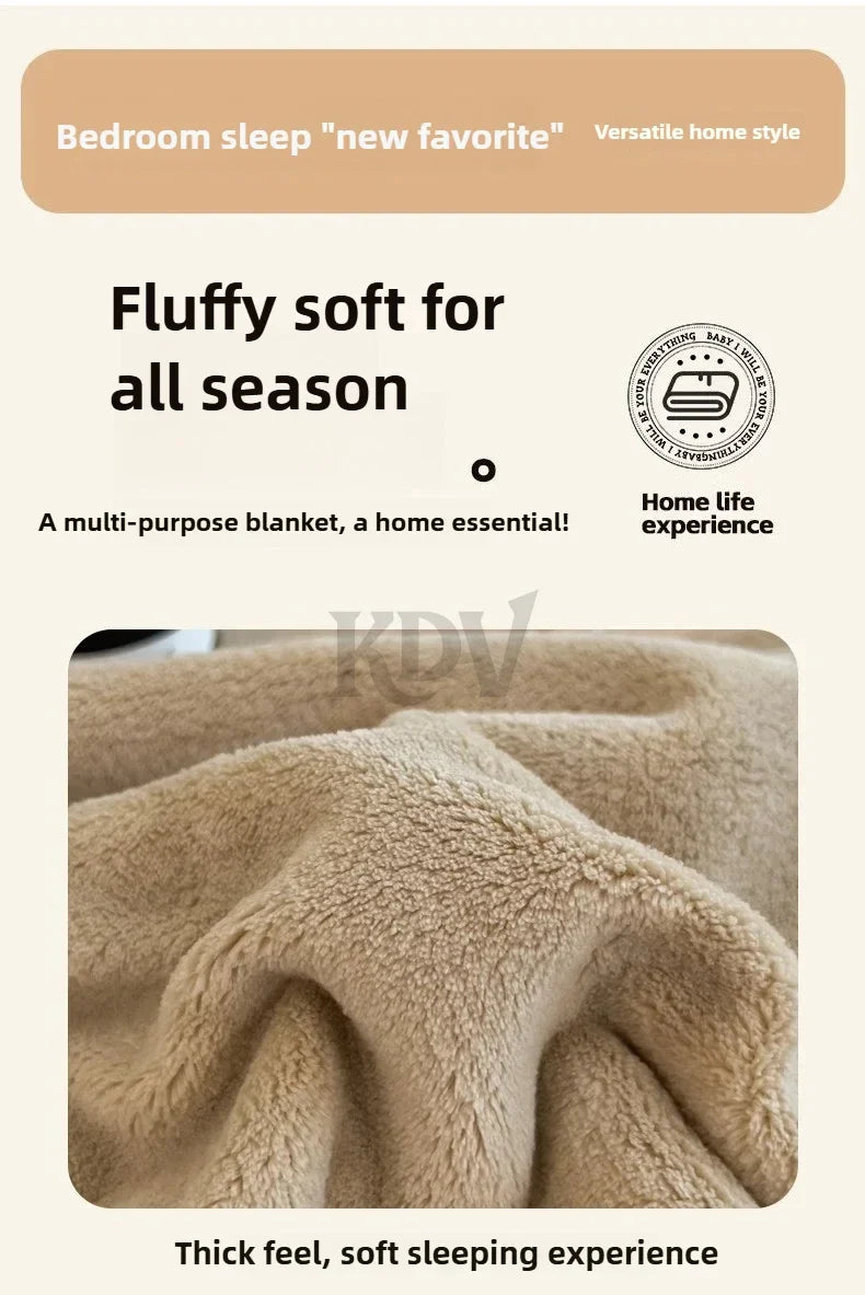 Double Layer Solid Color Milk Velvet Blanket Autumn Winter Thicken Warm Plush Blanket for Bed Sofa Single Double Thick Bed Sheet