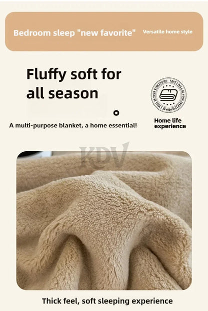 Double Layer Solid Color Milk Velvet Blanket Autumn Winter Thicken Warm Plush Blanket for Bed Sofa Single Double Thick Bed Sheet
