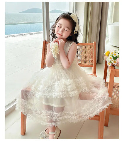 Girl's Dress Summer New Children's Sleeveless Yarn Dress Fluffy Dress Girl's Fashionable Baby Princess Dress