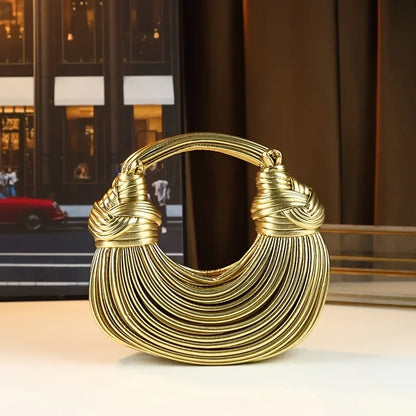 Luxury Designer Handbags Hand-woven Noodle Bag Knot Bag silver Dinner Bag