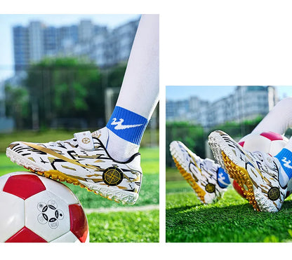 Hot Child Football Boots Outdoor Trainers Soccer Shoes For Kids Boys Hook Loop Football Sneakers Cleats Futsal Shoes Children