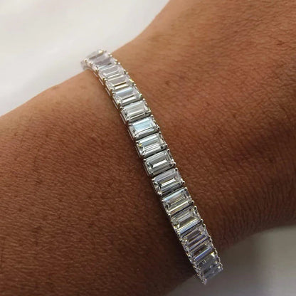 0.4/1carat Emerald Cut full Moissanite Tennis Bracelet With Certificates 925 Sterling Silver plated 18k Gold Bracelets For Women