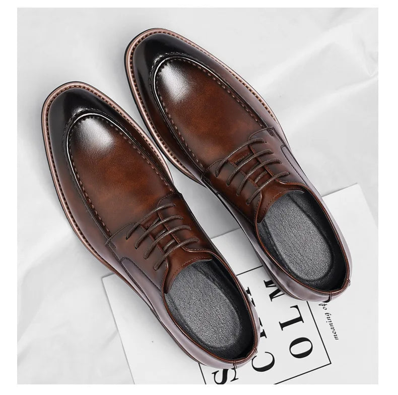 Fashion Designer's New Gentleman's Brown and Black Lace-up Men's Formal Leather Shoes