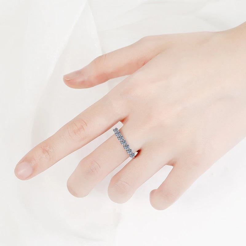3mm Moissanite Ring for Women S925 Sterling Silver Rings with White Gold Plated Diamond Wedding Bridal Band Fine Jewelry