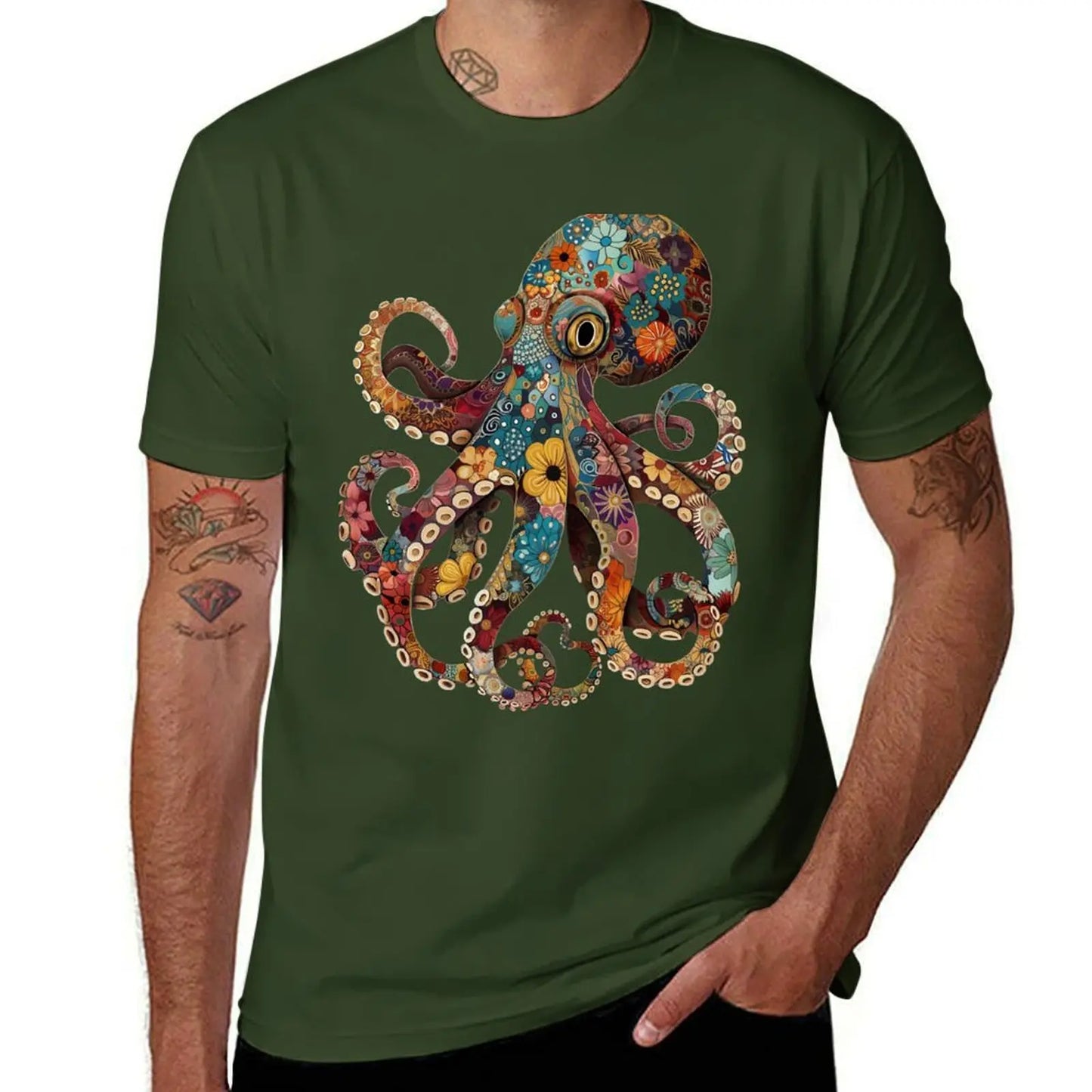 Full color octopus T-Shirt quick drying korean fashion summer tops Aesthetic clothing funny t shirts for men