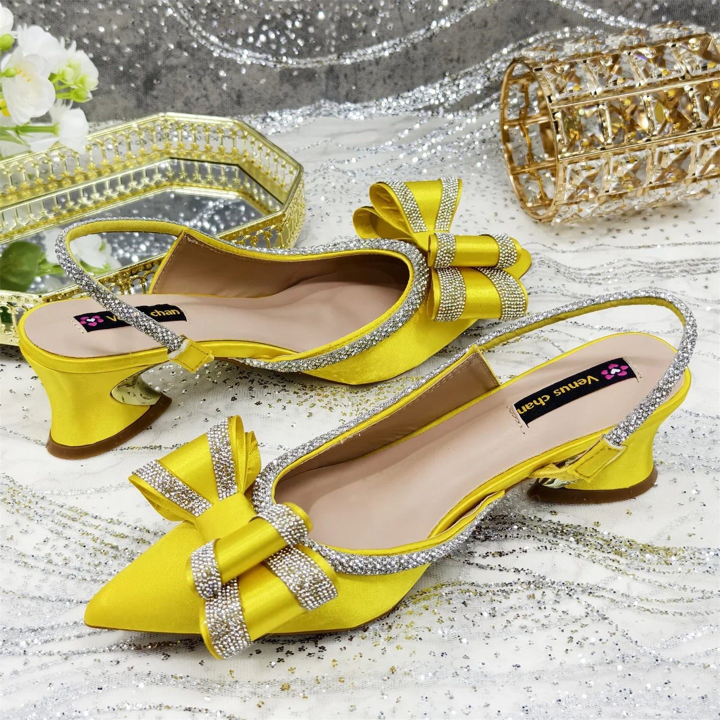 Shoes and Bag to Match Wine Colour Pointed-Toe Rhinestone Bow Party Women's High Heels