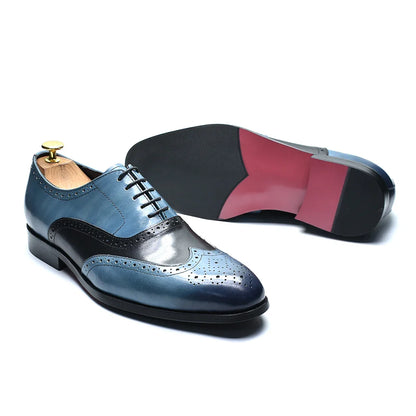 Luxury Men's Wedding Oxford Dress Shoes Genuine Cow Leather Lace-up Wingtip Brogue Office Business Social Formal Shoes for Man