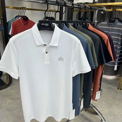 Designer brand 100%cotton short sleeve polo shirt summer trend letter embossed lapel top casual golf T-shirt business men's wear