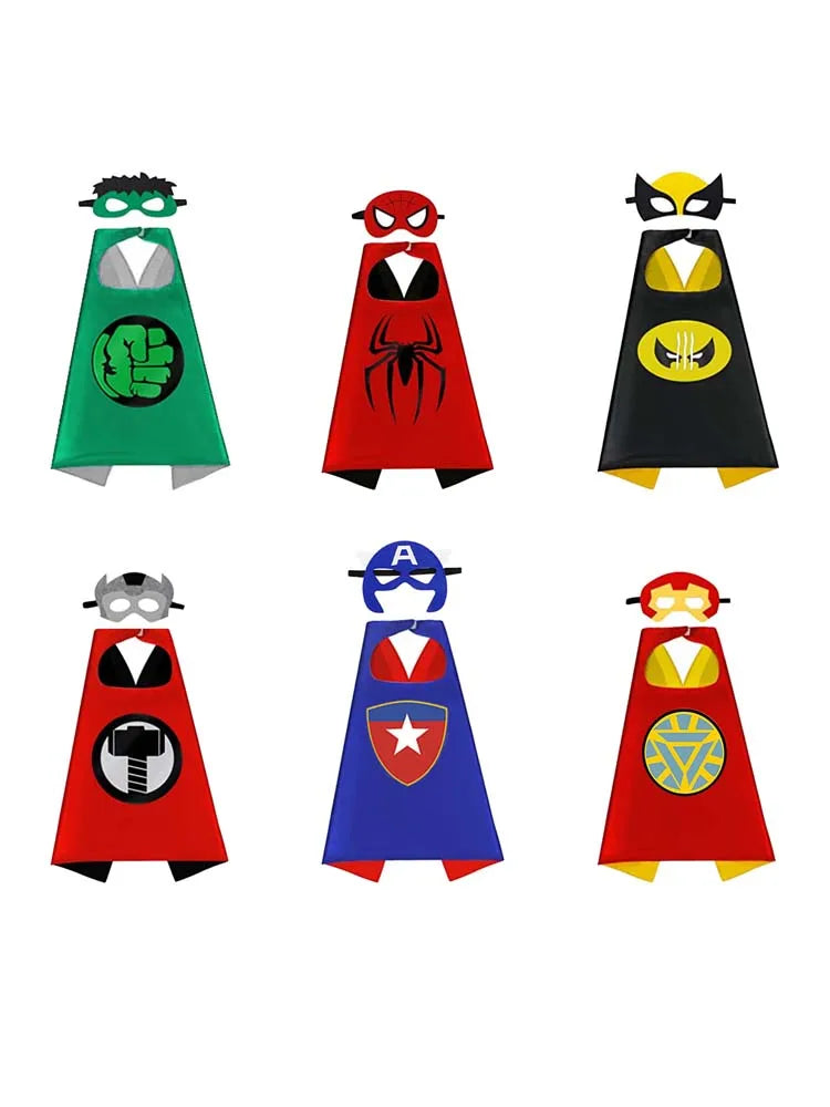 6 sets Superhero Capes for  Cool Halloween Costume Cosplay Festival Party Supplies Favors Dress Up for 3-12 Year Old boys