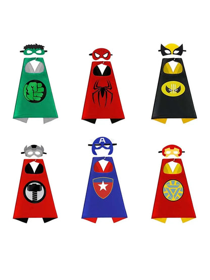 6 sets Superhero Capes for  Cool Halloween Costume Cosplay Festival Party Supplies Favors Dress Up for 3-12 Year Old boys
