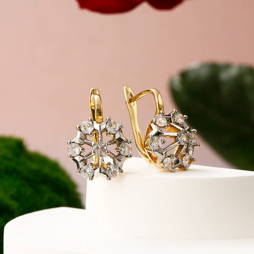 Inlays with hollow design earrings, earrings, copper plated 14K gold fashion jewelry ladies party wedding banquet set gift
