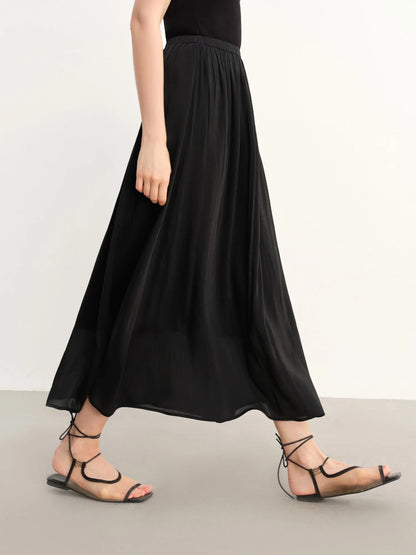 Plus-Size Women's Lightweight Flowing A-Line Skirt - 2025 Summer New Fashionable Commute Long Dress 25DS82792