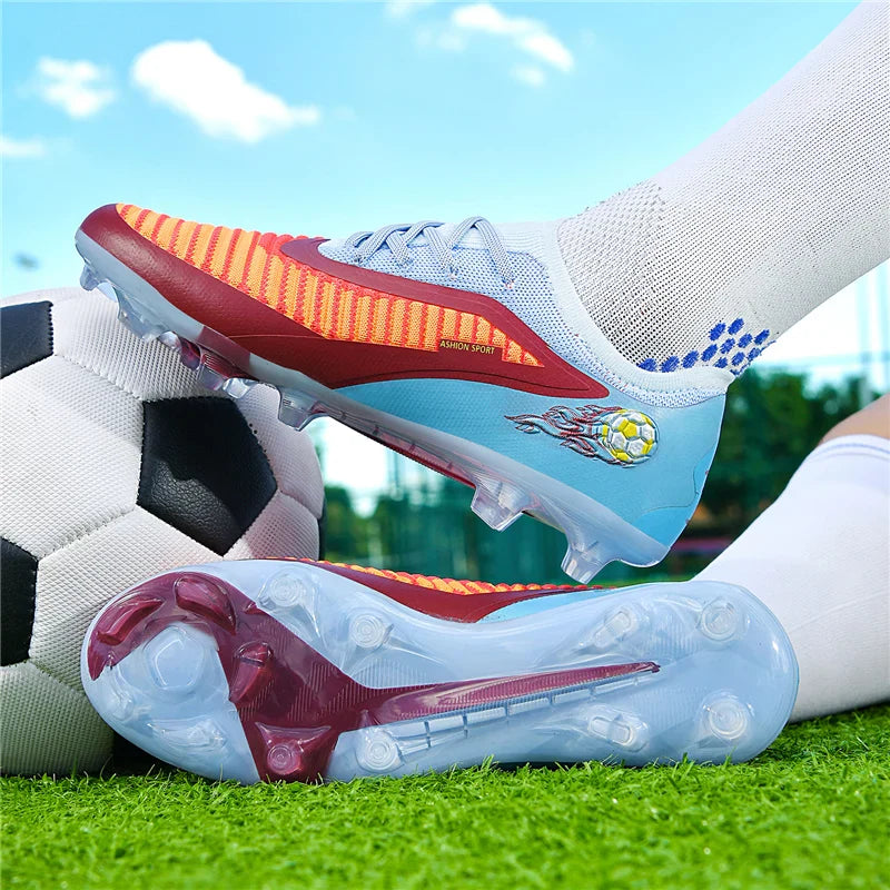 New Men Football Boots Outdoor Sport Boys Long Spikes Training Cleats Soccer Shoes Adult Non Slip Breathable Match Comfortable