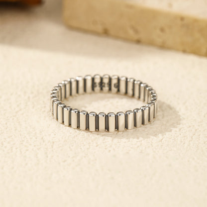 925 Sterling Silver Vintage Exquisite Geometric Stackable Eternity Band Rings For Women Retro Daily Fine Jewelry Gifts