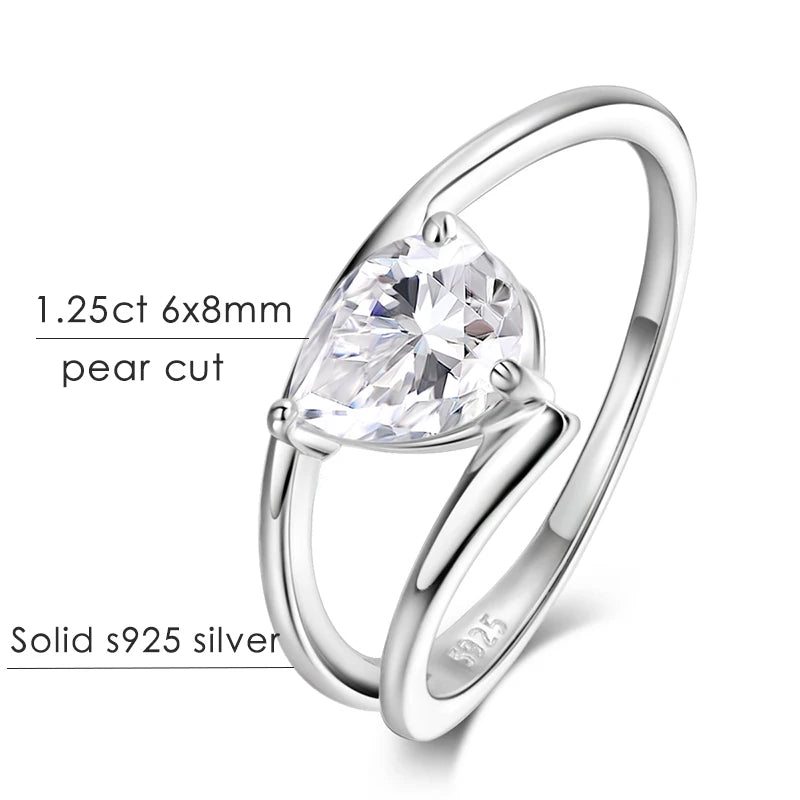 GRA Certified D VVS1 Pear Cut Moissanite Rings for Women 6x8mm Lab Diamond S925 Sterling Sliver Wedding Engagement Ring
