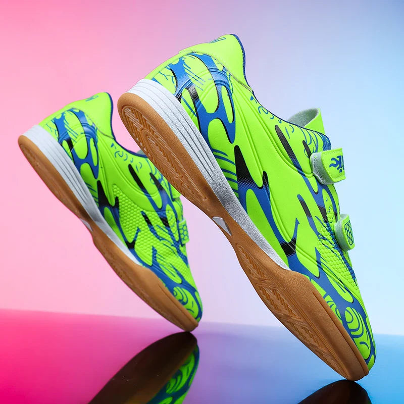 Soccer Shoes with Patent Leather Upper for Kids, Multicolor TF Training Styles